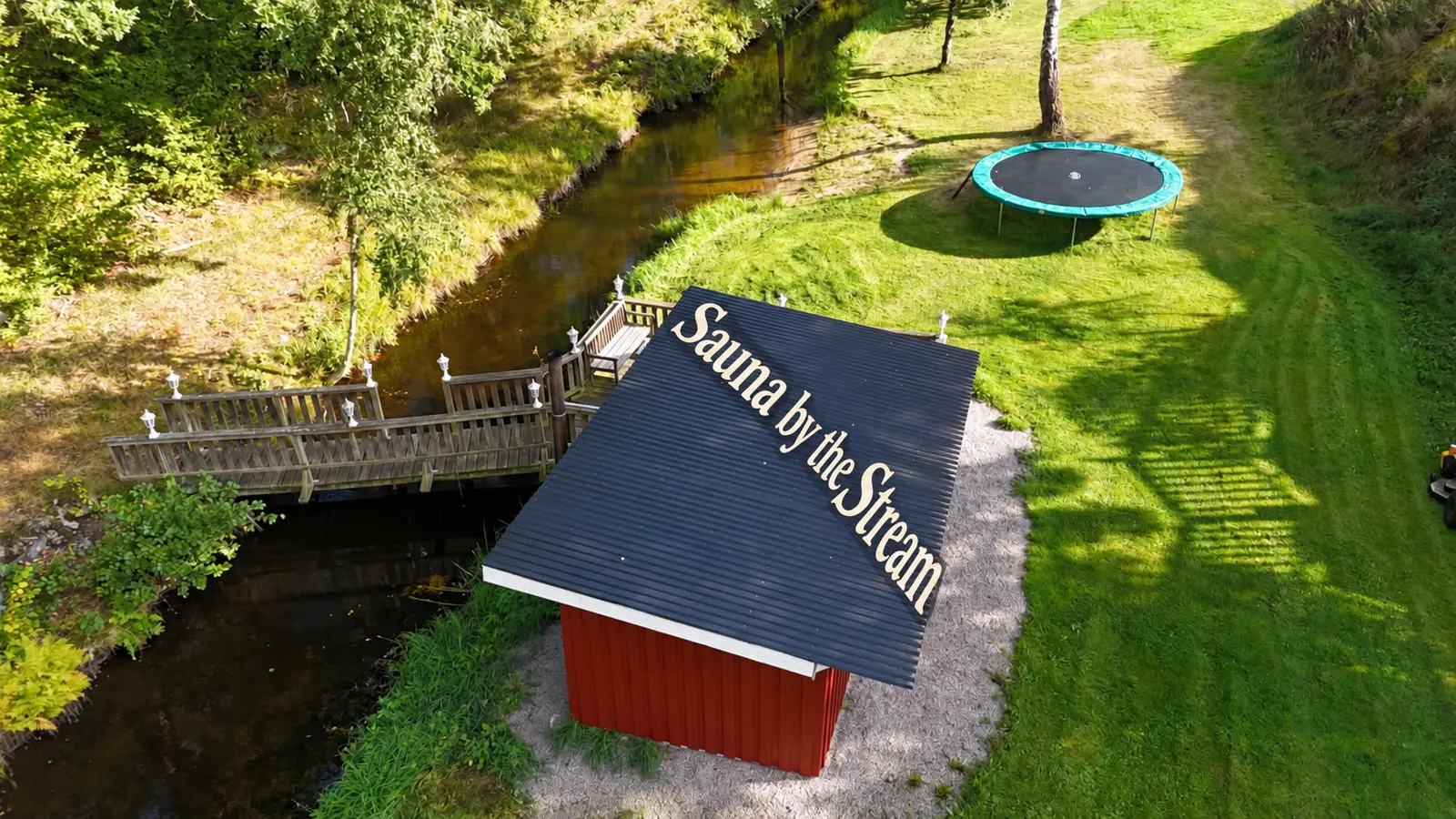 Bastun vid bäcken sedd från luften